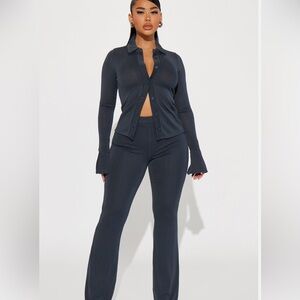 NWT - Women's Navy Ribbed Pants Set